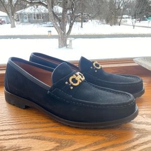 Ferragamo Gold Gancini Ornament Moccasin